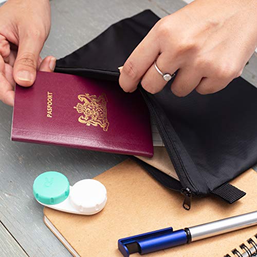 Zipper Bag - Set Of 3 - Carry All Pouch To Organize Travel Toiletries Pens Cosmetics (9.5 x 6.5, Black)3