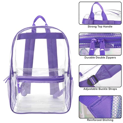 Image of Trail maker Clear Backpack Heavy Duty with Padded Straps, Side Pockets for Kids, Boys, Girls, School, Stadium Approved Events