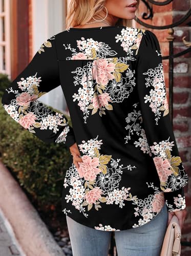 BETTE BOUTIK Long Sleeve Shirts for Women Fall Tops Dressy Blouses Crewneck Tunic Tops for Leggings S-3XL