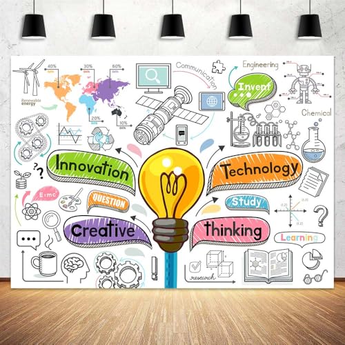 5 x 3 ft Light Bulb Ideas Backdrop Teamwork Creative Sketch Notes Lightbulb Think Meeting Room Photography Background Together Invatition Birthday Party Supplies Photo Booth Props