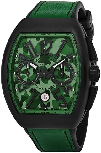 Vanguard Mens Automatic Date Chronograph Green Camouflage Face Green Rubber Strap Watch V 45 CC DT Camouflage TTNRMC.VE