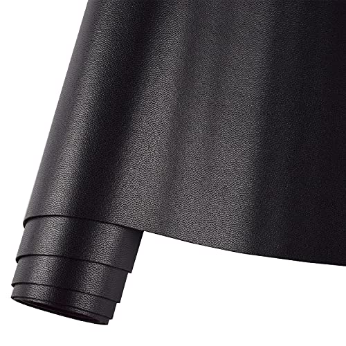 HGUAN Smooth Solid Color Black Faux Leather 12X53(30cmX135cm) Faux Leather Sheets Roll Very Suitable for Making Crafts Leather Earrings Bows Sewing (Black)