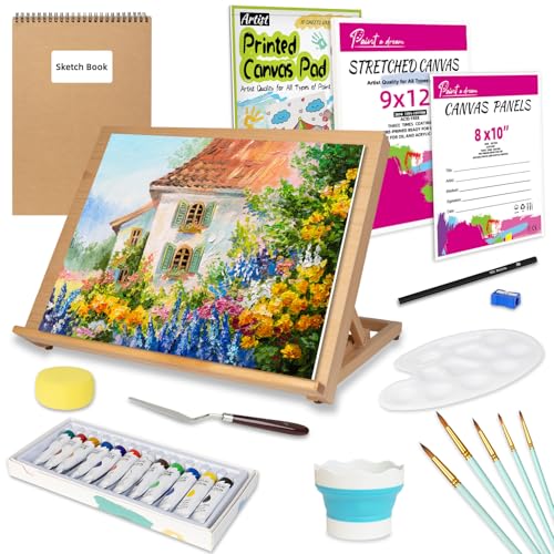 28PCS Tabletop Easel Set with 12 Acrylic Paints | 5
