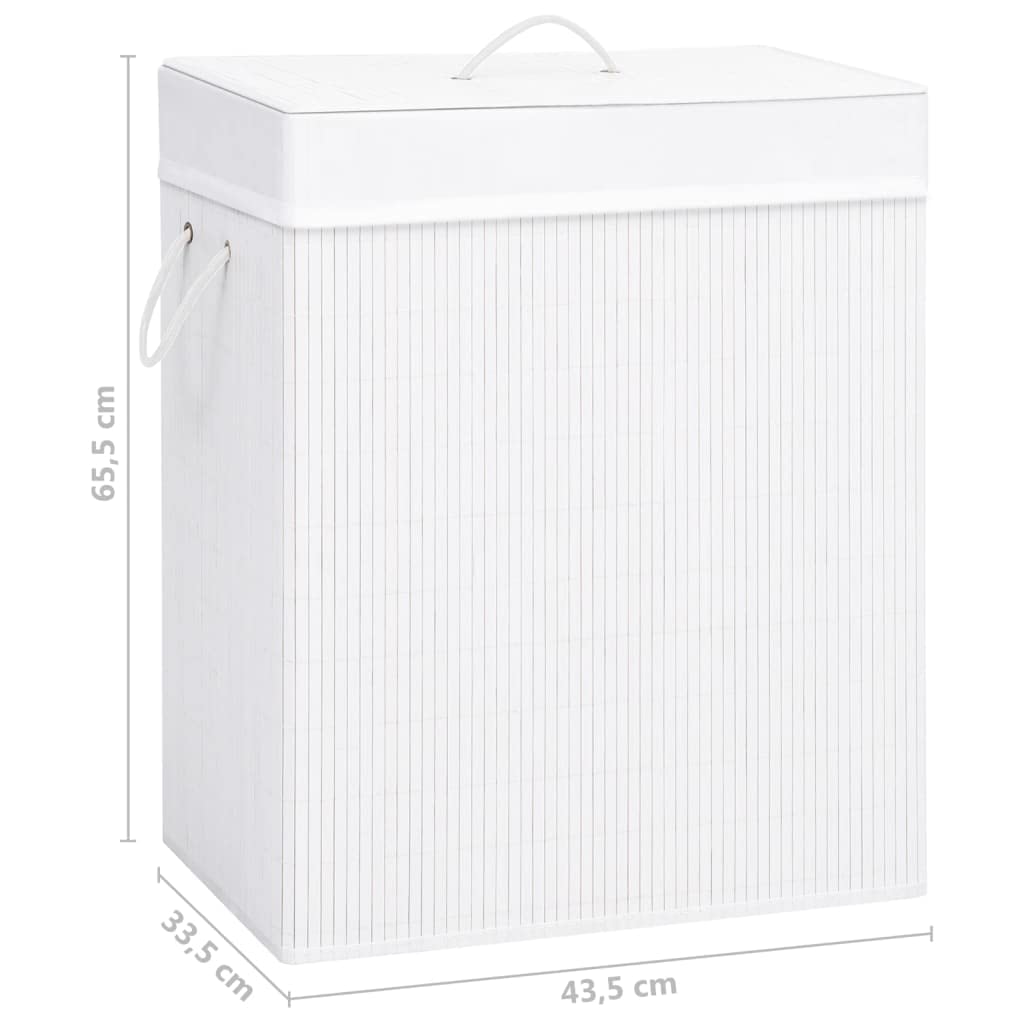 Cesto para la colada de bambú con 1 compartimento, color blanco, 83 L, plegable y ligero, con asas, para cuarto de baño, dormitorio, lavandería