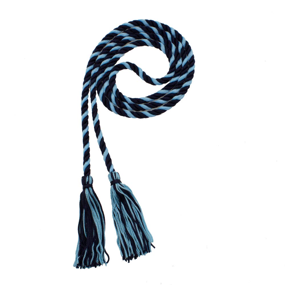 Tassel Depot Graduation Honor Cord - Navy/Light Blue - Every School Color Available - Made In Usa