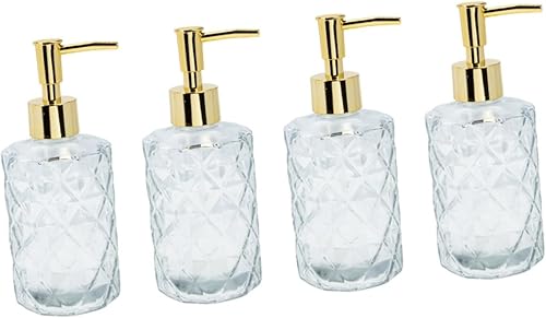 Alipis 4 recipientes de vidrio para líquidos, dispensador de loción, dispensador de loción, botella de aseo de vidrio, contenedor de loción de