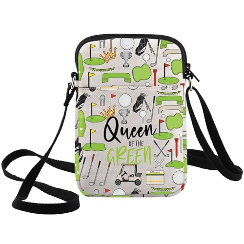 WZMPA Golf Queen Crossbody Bag Golf Player Gifts Queen Of The Green Golf Adjustable Strap Bag Golfing Merch
