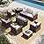 HERA'S HOUSE Outdoor Patio Furniture Set with 56" Fire Pit Table, 8 Pieces Comfortable Brown Wicker Conversation Set with Waterproof Cushions for Lawn Garden Deck Backyard, Beige