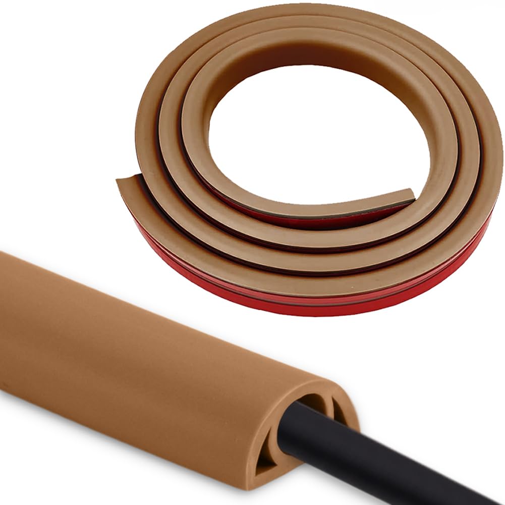 Kabelkanal Braun Selbstklebend Flexibel Kabelschutz - 3 Meter x 20mm x 10,2mm PVC Kabelabdeckung Boden, für zu Hause, Büro, Schule, Lagerraum