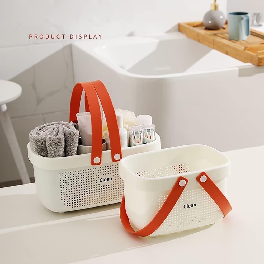 Cestino portaoggetti da doccia, portatile, in plastica, per dormitorio, università, doccia, organizer con manici, organizer per doccia per bagno e cucina, 4 (grigio, taglia unica