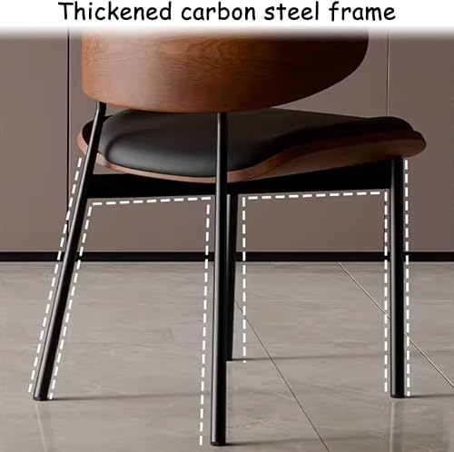 Miniatura 7 de YVYKFZD Mid Century Dining Chairs Set, Dining Room Chair with Curved Backrest and Metal Legs, Leather Upholstered Kitchen Chairs, Armless Living