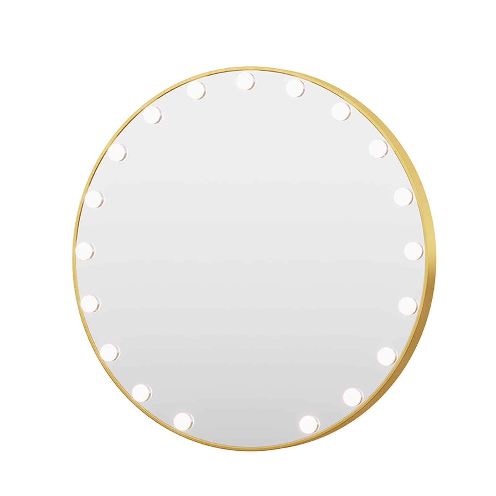 Espejo De Maquillaje Redondo, Espejo De Tocador De Pared, Espejo De Tocador con Bombilla Led, Espejo Cosmético De Tocador con Pantalla Táctil, Tres Fuentes De Luz De Col,Gold-50cm