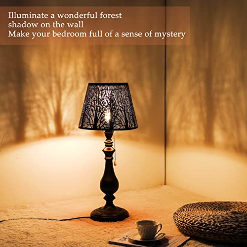 Treela 2 Pieces Lamp Shades Metal Lampshade Tree Shadow Lamp Shade Medium Metal Lamp Shade Black Hollow Out Carved Forest Decorative Lampshade For Floor Lamps 8"W X 7"H(Null) #TOP2