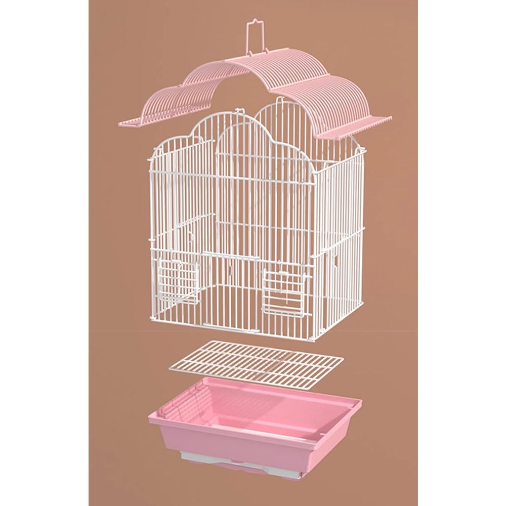 Jaula para pájaros, Jaula para Loros, casa para pájaros, Villa, cajón, chasis, Puertos de expansión, asa, cacatúas, periquitos, gorriones de Java, Jaula de Viaje para pájaros (Rosa, pequeña)