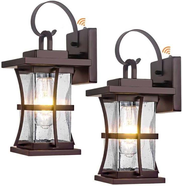 2-Pack Dusk to Dawn Outdoor Lighting - Oil Rubbed Bronze Exterior Porch Light Fixtures Wall Mount, 100% Anti-Rust Brown Outside Wall Sconce, Waterproof Dusk to Dawn Wall Lights for House Garage | 2 Pack, Waterproof Advanced Photocell Sensor Wall Lights for House, Anti-Rust Brown Outside Wall Sconce, Garage Lignting