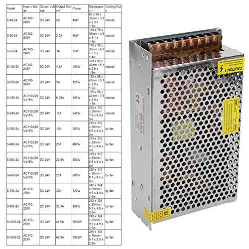 Image of AC to DC Converter, Aluminum Alloy Switch Power Supply Driver Adapter, DC24V LED Screen Strip Light 3D Printer Power Supply(S-240-24(24V /10A /240W)AC110 /220V±15%)