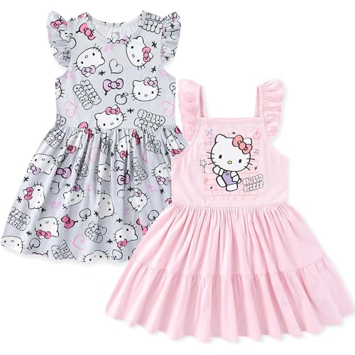 Hello Kitty Sanrio Girls 2 Pack Dress for Toddlers and Big Kids