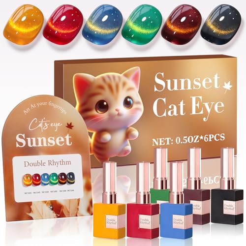 Double Rhythm Cat Eye Gel Nail Polish Set of 6 Same Color Same Bo...