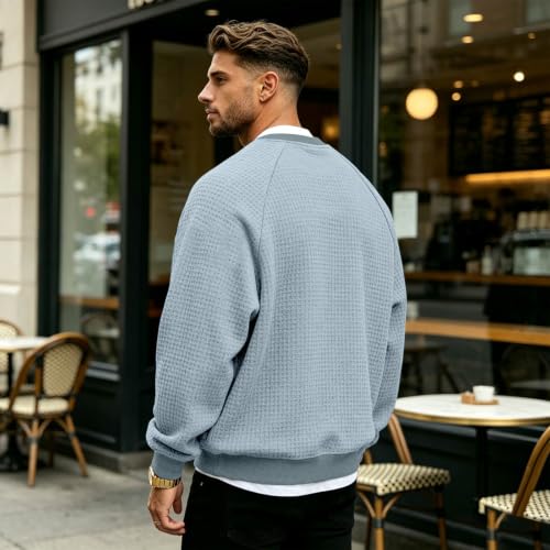 Waffle Shirts for Men Long Sleeve Knit Fall Sweater Big and Tall Golf Shirt - image 5