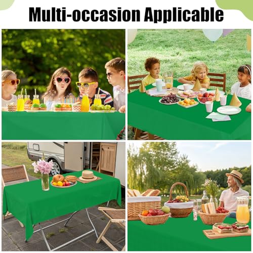 Image of Smiry Disposable Table Cloth 3 Pack, 84 Inch Round Waterproof Plastic Tablecloth, Decorative Round Table Covers for Party, Birthday, Picnic, Green