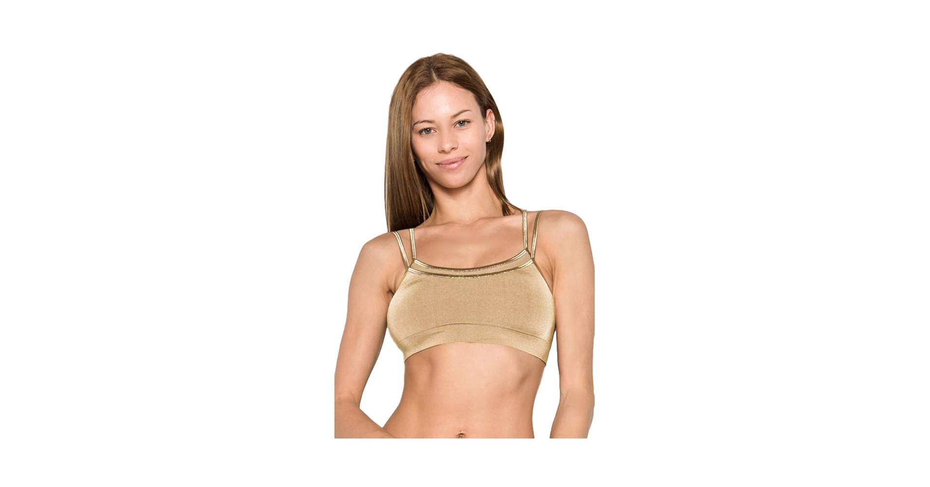Seamless Double Layer Bralette Sports Bra Top Metallic