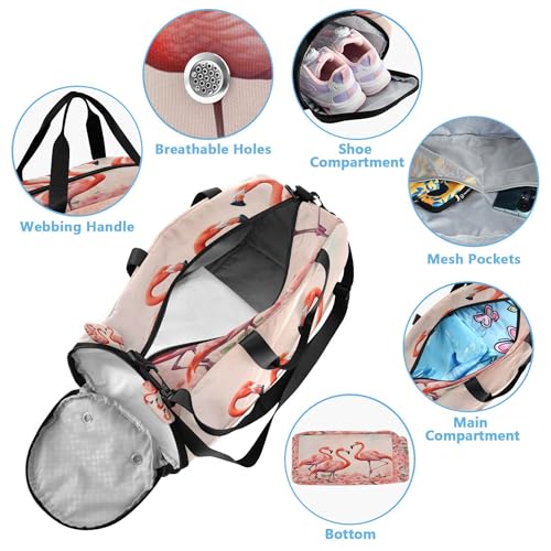 Flamingo Kids Overnight Sports Duffel Bags with Shoe Compartment & Wet Pocket Travel Sport Gym Bag for Girls Boys4