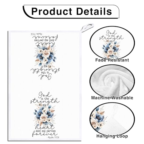 Image of Bible Christian Kitchen Towels, Religious Wildflower Hand Towels | Soft Absorbent, Set of 6, Christian Gifts, Women Kitchen Bathroom House Cooking Home Decor Cleaning Gifts