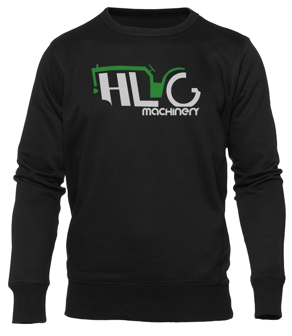 Hlg Machinery Czarna Bluza Unisex Z Okrągłym Dekoltem Unisex Black Sweatshirt Crewneck