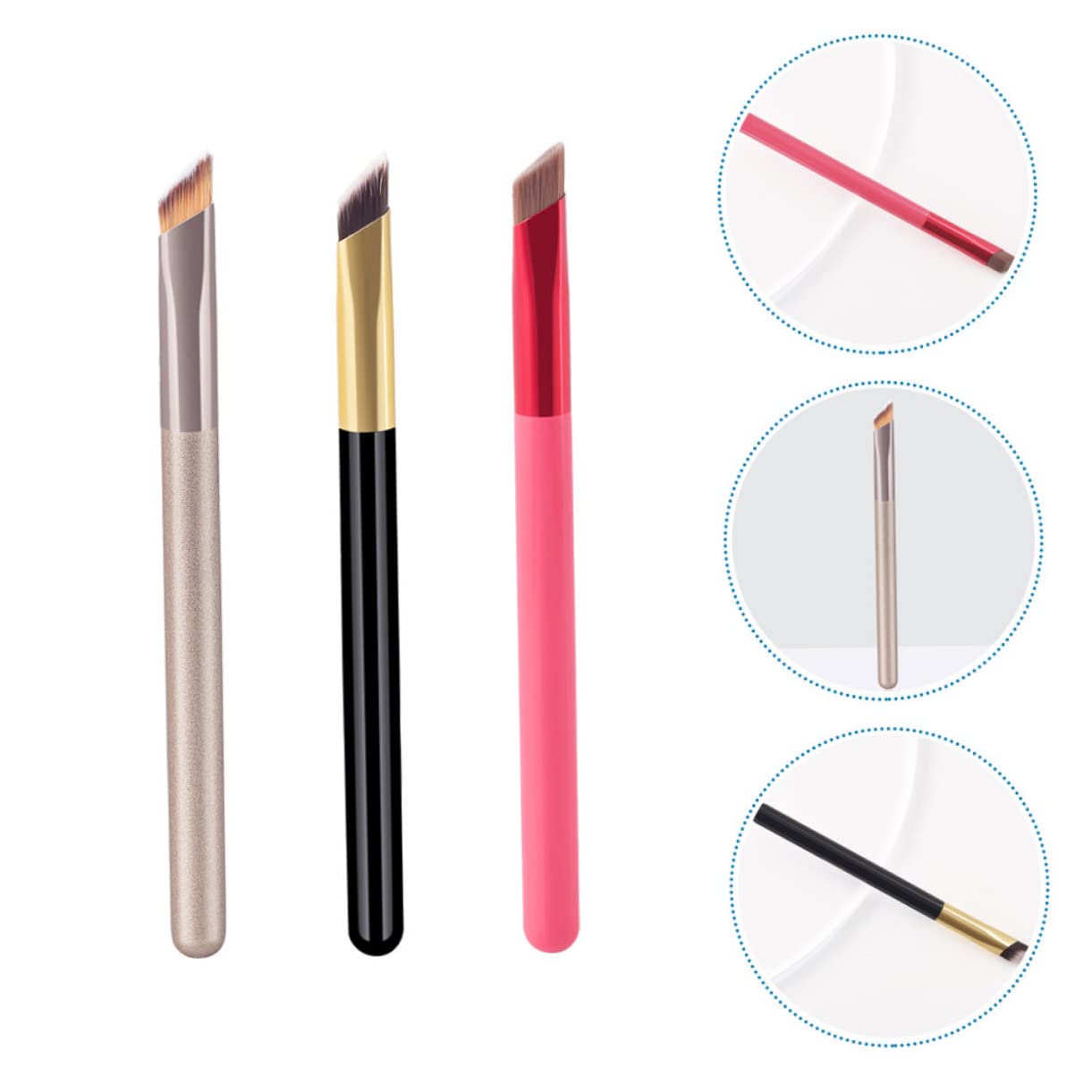 FRCOLOR 5 Set Di Pennelli Per Il Trucco Set Di Pennelli Per Sopracciglia Angolati Blush Eye Brush Strumenti Per Il Trucco Per Ragazze Sottili 3 Pezzi * 5