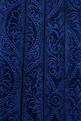 Image of Suede Velvet Embossed Room Darkening Door Curtain for Living Room, Bedroom, Hallway, 8 feet Long, Navy Blue, Set of 1