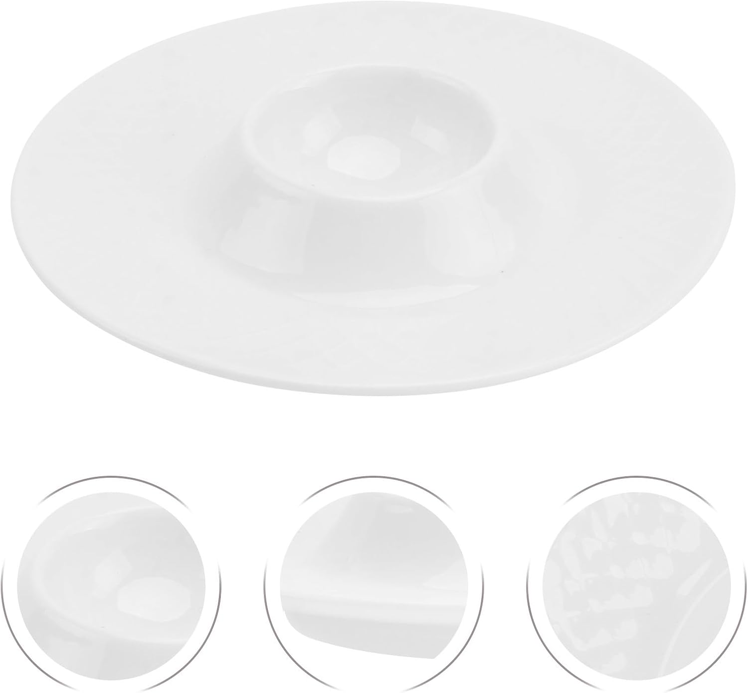 2pcs Ceramic Egg Cups with Raised Plate, Stackable White