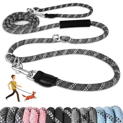 SlowTon Correa de Perro Perros Grandes, Correa de Perro Doble Correa Ajustable 3M, Correa Reflectante Perros Fuertes, Correa de Perro para Perros Grandes y medianos con 2 Ganchos a presión