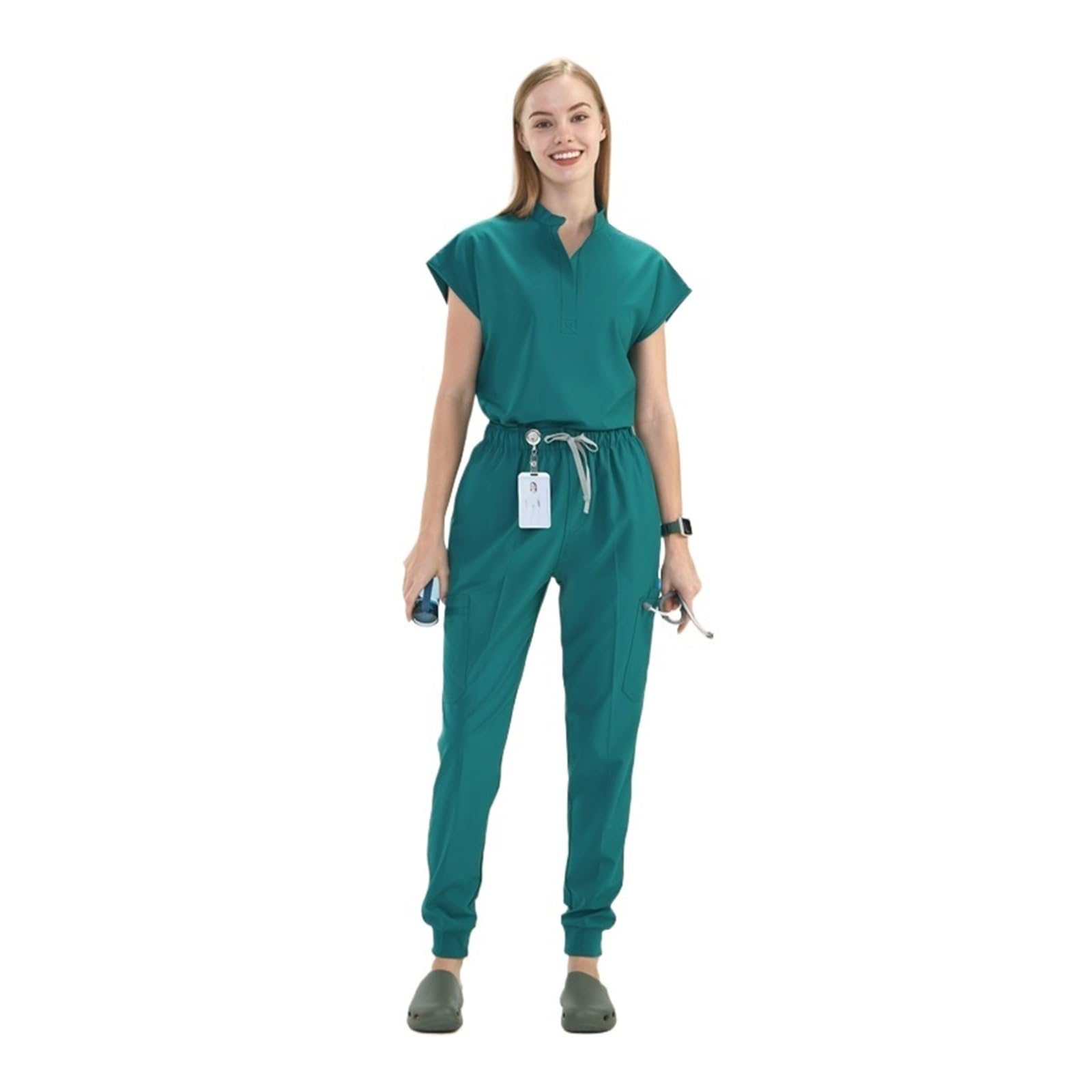 Uniforme Enfermera Uniformes de Hospital, Conjunto Uniforme médico con Cuello mandarín, pantalón Deportivo, Ropa Trabajo for Mujer, Trajes Suaves enfermería for clínica Veterinaria