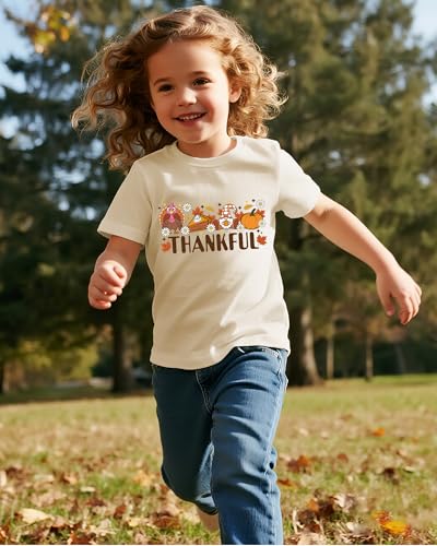 Image of Toddler Girls Thanksgiving Shirts Turkey Pumpkin T Shirt Cotton Short Sleeve Halloween Tops 1-10 Years