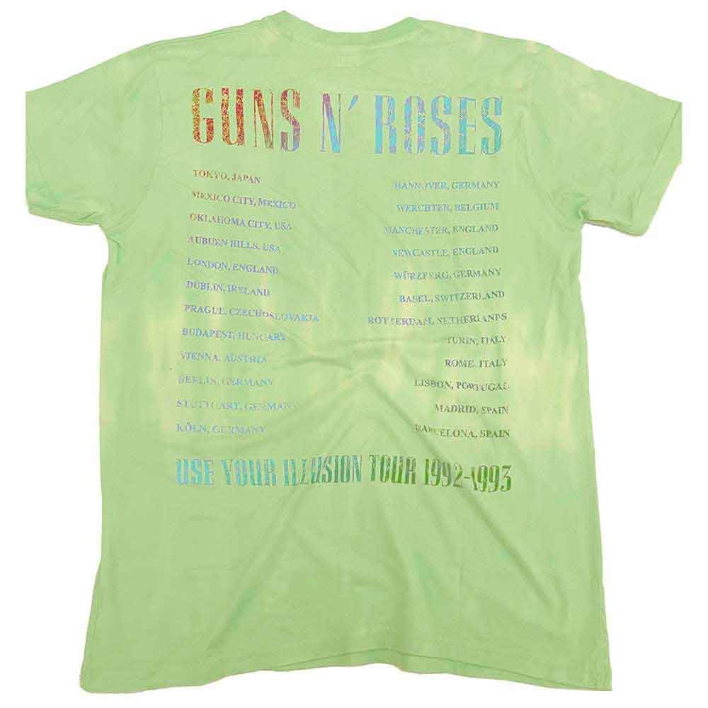 Guns N Roses T Shirt Gradient Use Your Illusion Tour Official Dye Wash Green L