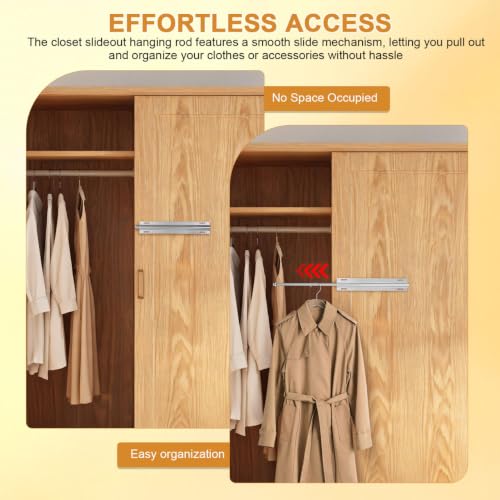 Tringle de placard rétractable Amosfun en acier inoxydable pour dressing durable