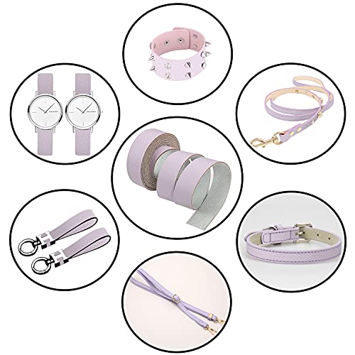 Cdy Lychee Pattern Leather Strap 90 Inches Long 1 Inch Wide, Leather Belt Strips Very Suitable For Diy Craft Projects, Pet Collars, Traction Ropes,Belts, Keychains, Leather Watch Straps (Light Purple) #TOP4