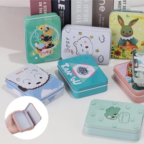 Prmape 8 Stück Metalldosen mit Deckel, 90 * 65 * 25mm Cartoon-Tiere Blechdose Metallbox mit Deckel, Kleine Blechdosen Bunt für kleine Gegenstände und andere Bastelprojekte