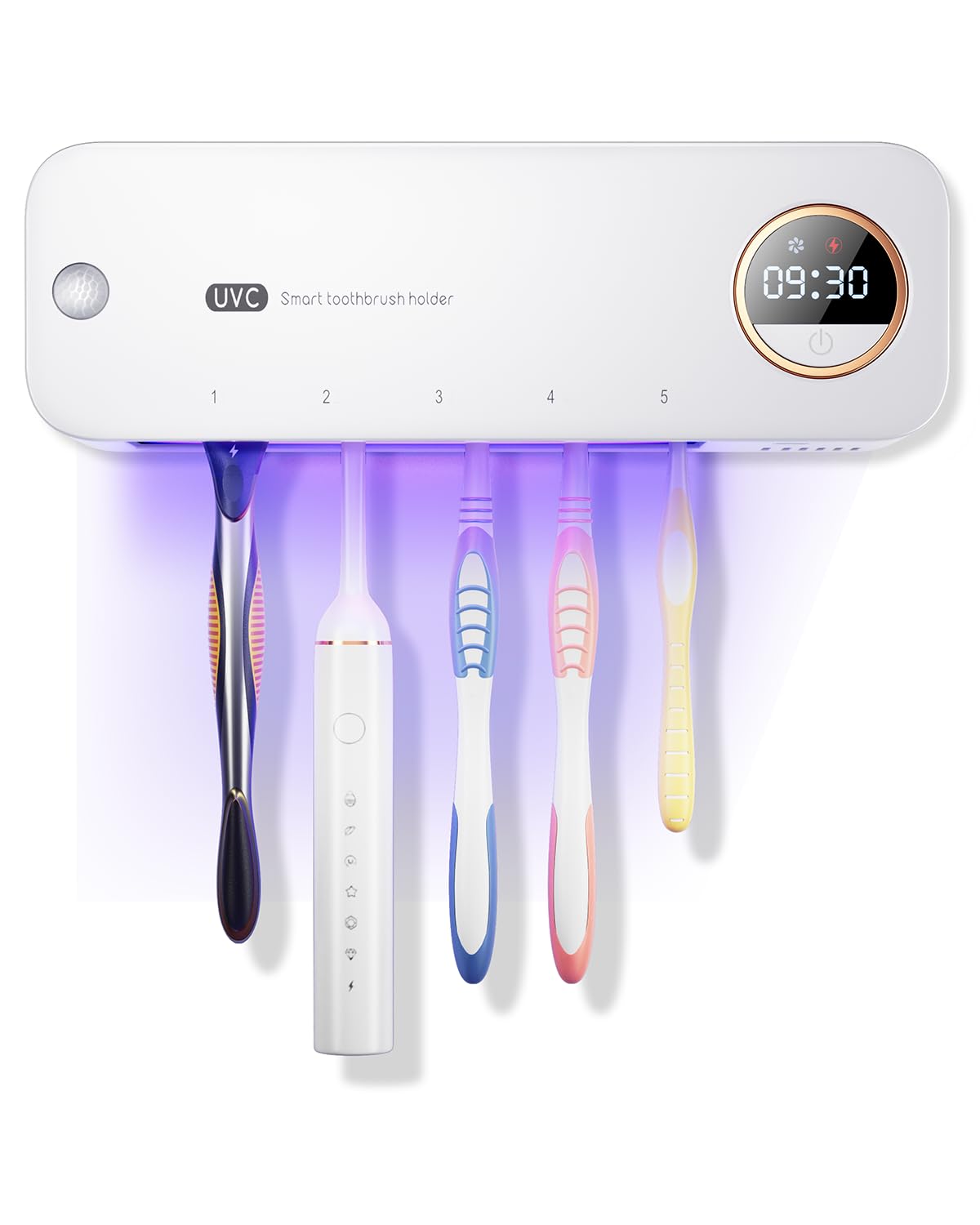 Dosevita Sterilizer Toothbrush UV-C and UV-A Dual Disinfection, Wall-Mounted Toothbrush Holder with Air Drying Function, Suitable for Bathroom Personal as Well as Travel (White5)
