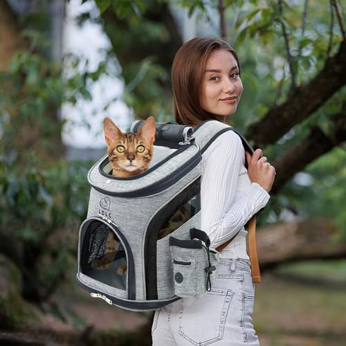 PETCUTE Hunderucksack Kleine Hunde,Atmungsaktiv Hundetragetasche mit Internem Sicherheitsgurt,Verstellbar Haustier Rucksack,Seitentaschen,für Katzen Wandern Outdoor Radfahren