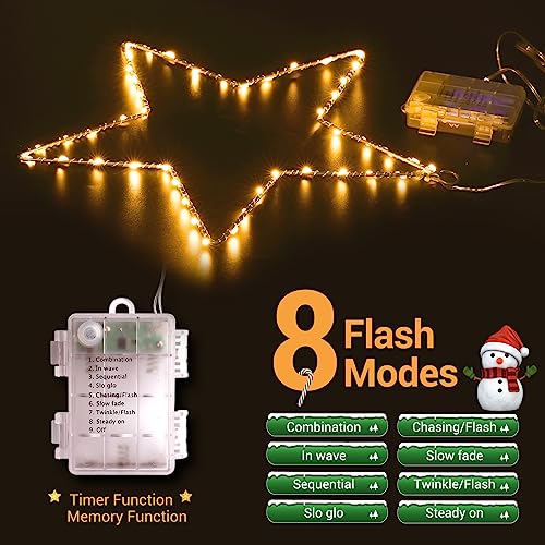 ELKTRY 3er Set Weihnachtsstern Beleuchtet, 30cm Stern Fenster mit 45 LEDs – Ansicht 4