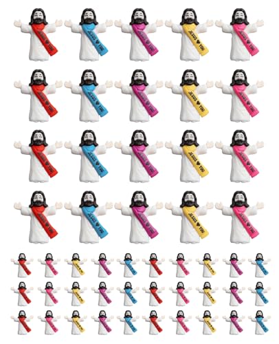 Geyynow 50PCS Miniature Jesus Figures, Mini Jesus Loves You Small