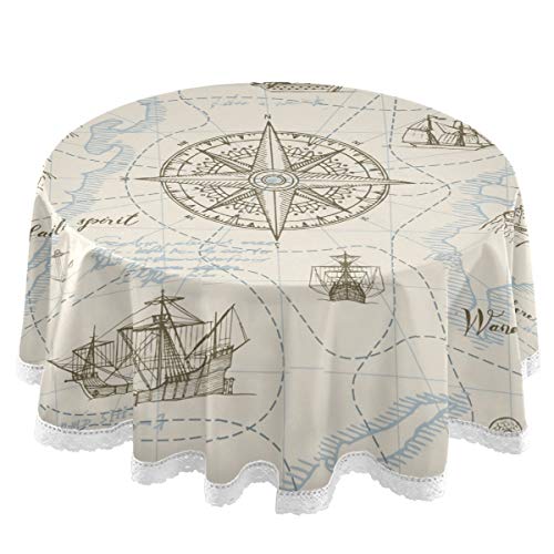 La Biancheria Tovaglia Rotonda In Percalle – Bianco/Giallo Scuro – 335x335 Cm – Tessuto A Quadretti