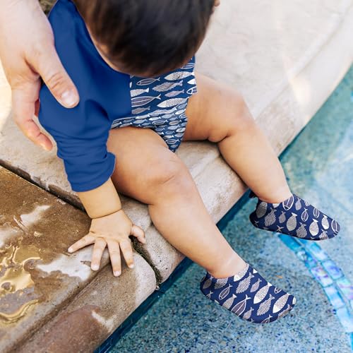 Green Sprouts Baby Toddler Water Socks - Blue Fish - Size 4