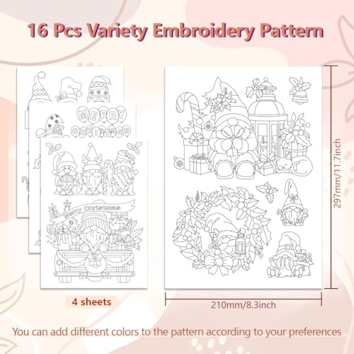 peacoblue Water Soluble Embroidery Patterns for Beginners 4 Sheets Chirstmas Fairies with 20pcs Patterns - Image 2