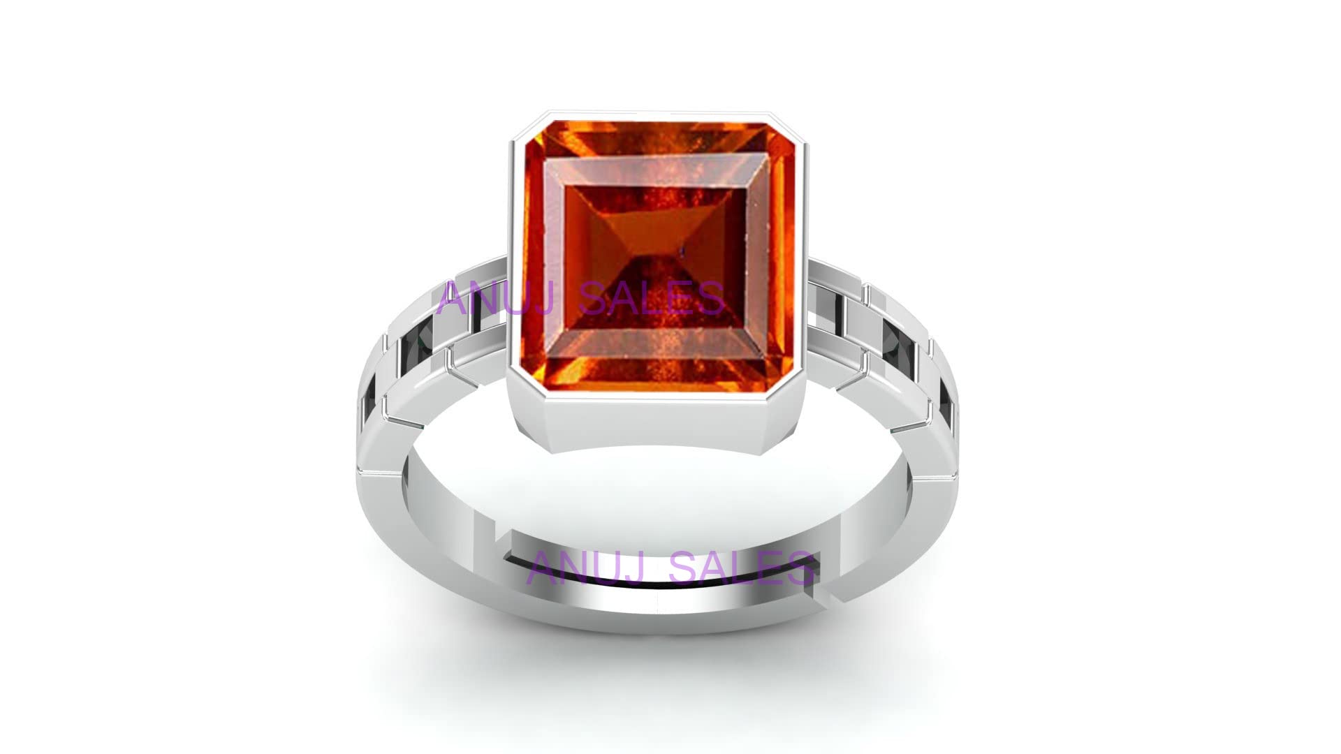 16.25 Ratti 15.00 Carat Natural Gomed Stone Silver Plated Ring Adjustable Gomed Hessonite Astrological Gemstone for Men and Women