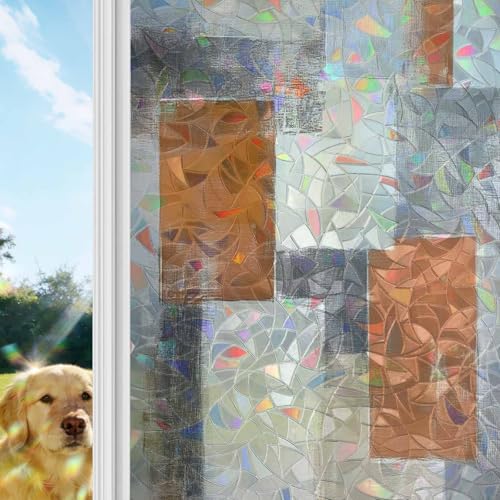Película decorativa para ventana efecto arcoíris 19.6" x 39.3" 2 piezas miniatura 1