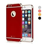iPhone 6 Plus Case, Vansin 3 In 1 Ultra Thin and Slim Hard Case Coated Non Slip Matte Surface with Electroplate Frame for Apple iPhone 6 Plus and iPhone 6S Plus (5.5'') -- Red & Gold
