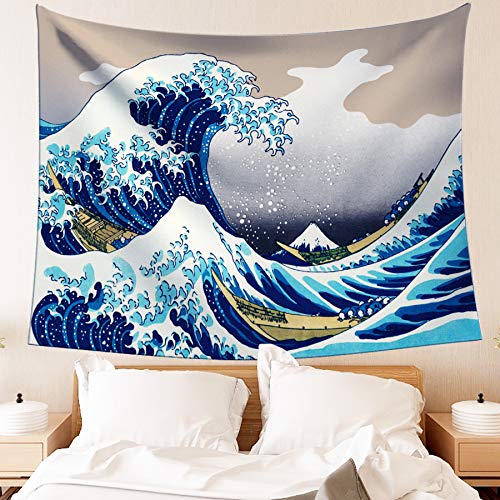 LIGICKY Wandtapijt Wanddoek Hippie Wandtapijt Ukiyoe Hokusai The Great Wave Off Kanagawa Wandbehang Picknickdeken… - Afbeelding 4