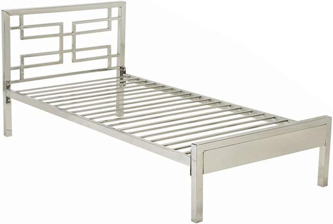Pure Stainless Steel Bed Frame Without Mattress (5 X 6 Feet, Steel Design 4)